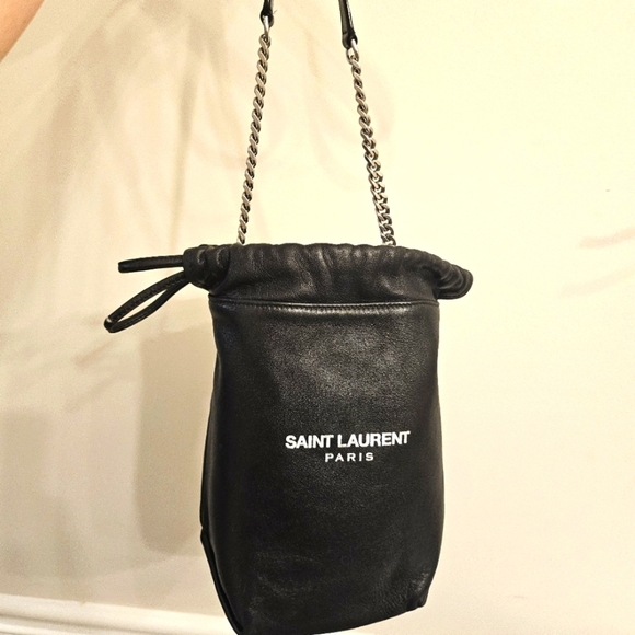 Saint Laurent Black Leather Teddy Bucket Bag - Picture 7 of 16
